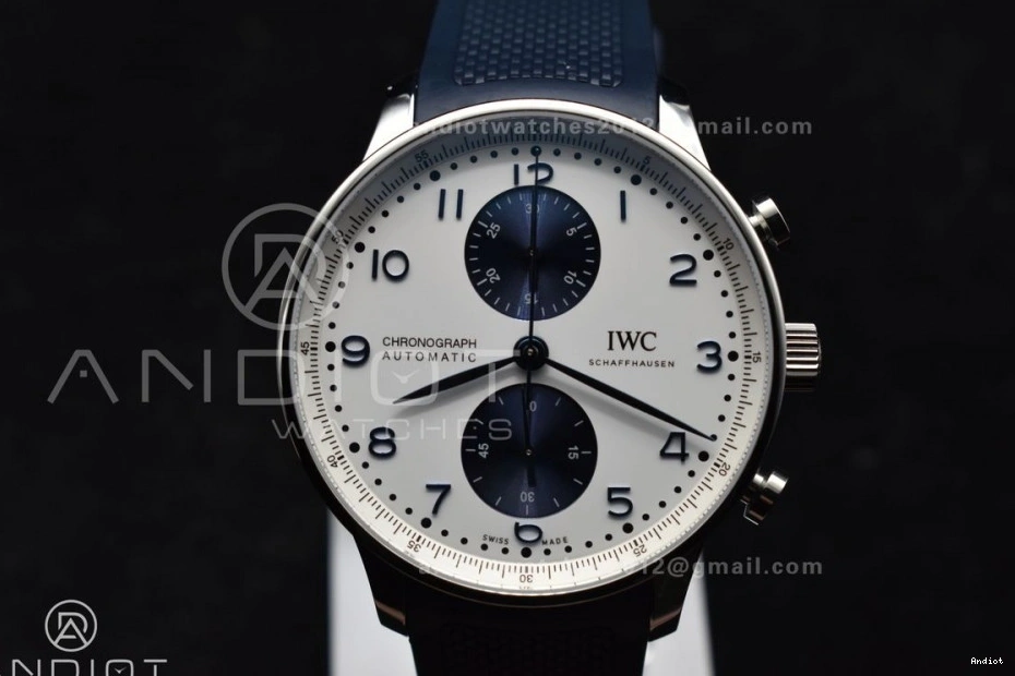 Z+F Strap A69355 Portuguese IW3716 Rubber Blue 1:1 White Blue on Best Chrono Dial Edition 1104